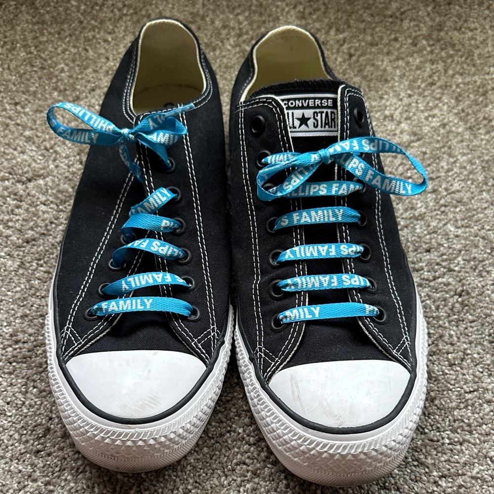 Men’s Converse Black Sneakers with Blue Family Laces